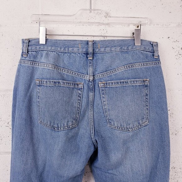 Free People Maggie Mid Rise Straight Jeans Distressed Raw Hem Womens Size 29 - Picture 4 of 9